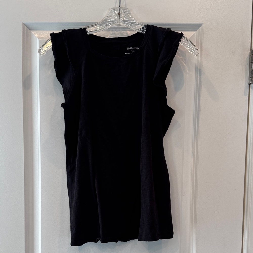 Motherhood Maternity Black Ruffle Cap Sleeve Tank